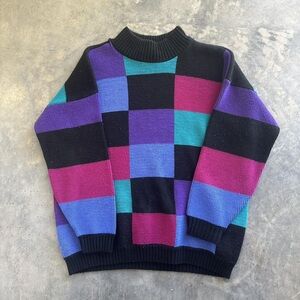 American Vintage Color Block Turtleneck Sweater
